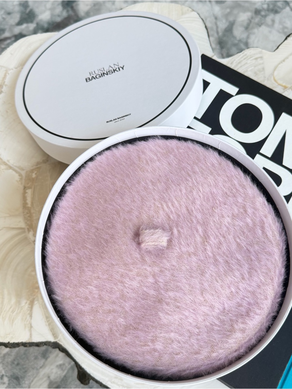 Ruslan Baginksky pink Monogram Embellished Beret - Brand new